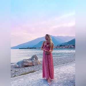 For Love and Lemons Suzette pink floral maxi XS